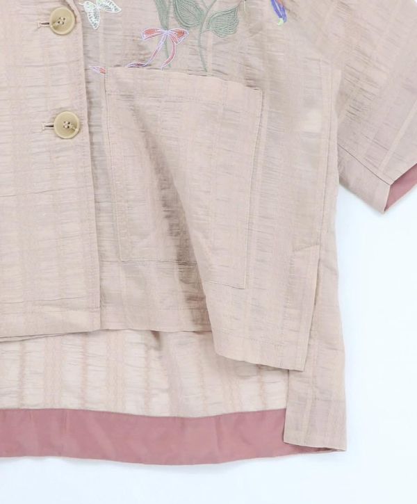 花朵撞色刺繡西裝外套 