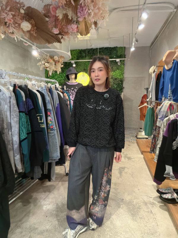 漸層花朵西裝寬褲 