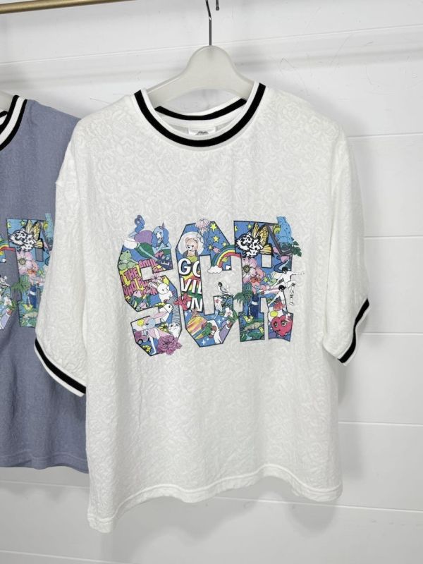 蕾絲布-宇宙塗鴉SCR五分袖上衣 