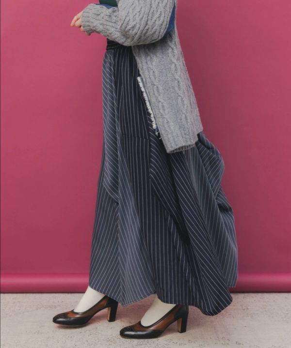 變形抓皺拼接裙 