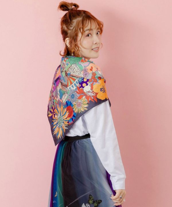 附絲巾-蘑菇娃頭長袖上衣 