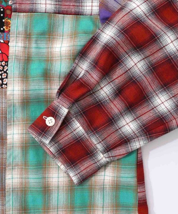 再生產-1月收到貨～格子拼接造型襯衫 