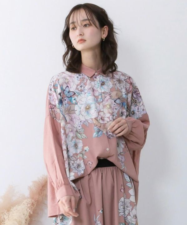 7月再製-花朵時鐘捲軸襯衫 