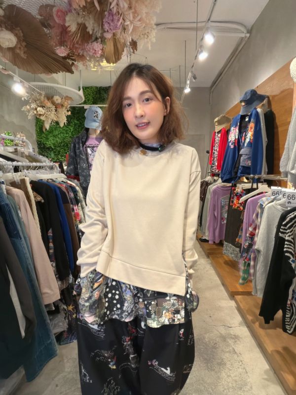 鑰匙雪紡拼接上衣 