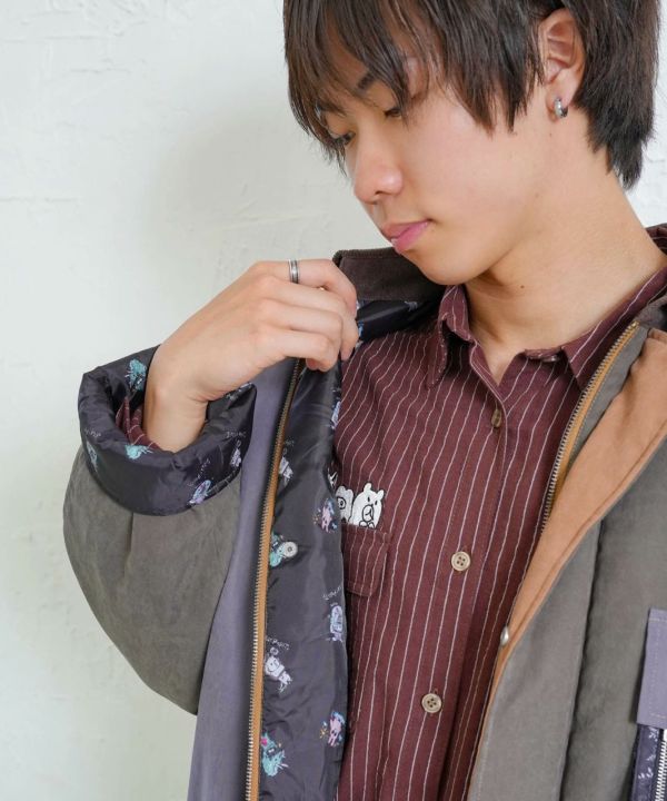 熊熊圖騰撞色短夾克 