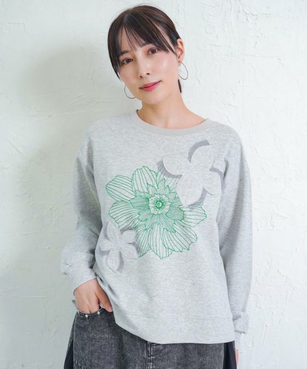 PREMIUM系-電繡花朵上衣 