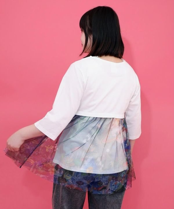 彩虹宇宙拼紗造型上衣(七分袖) 
