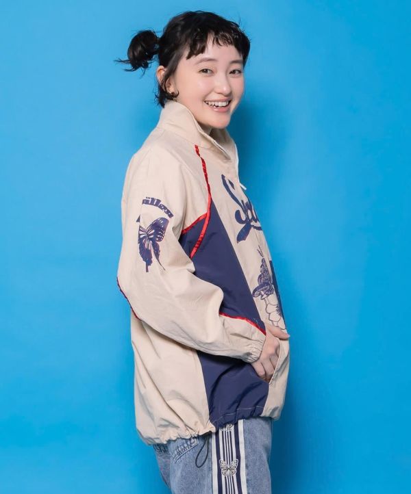 美式塗鴉貓咪立領風衣 