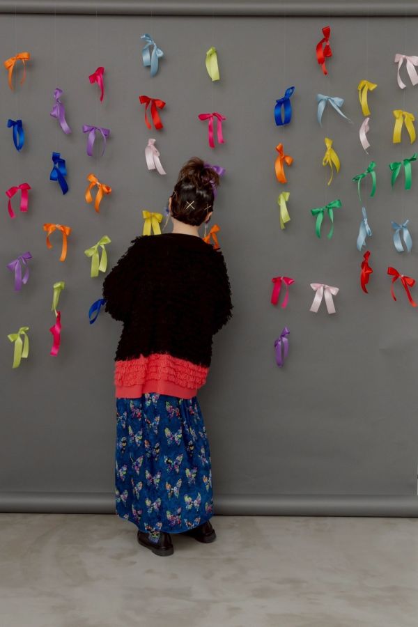 毛圈針織小花釦外罩 