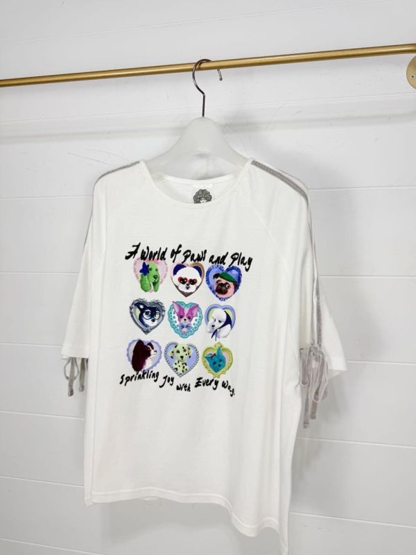 愛心狗狗抽繩造型上衣 