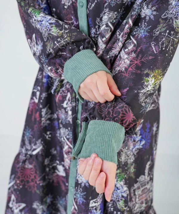 夢幻樂器燈芯絨長版洋裝 