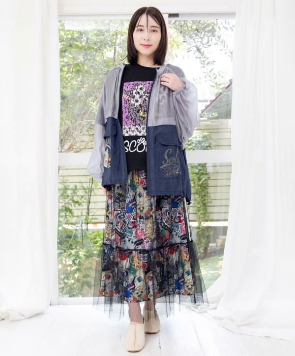 老虎刺繡拼接上衣 
