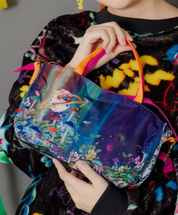 貓塗鴉星空條紋撞色包 