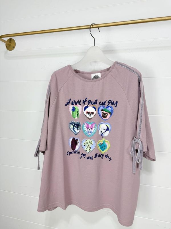 愛心狗狗抽繩造型上衣 