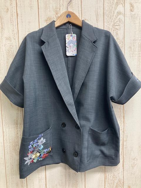 刺繡短袖西裝外套 
