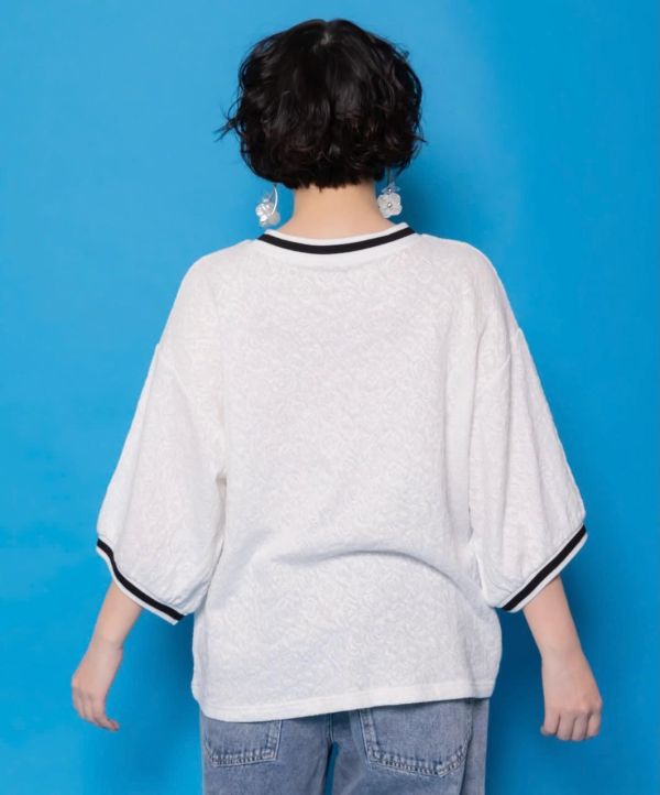 蕾絲布-宇宙塗鴉SCR五分袖上衣 