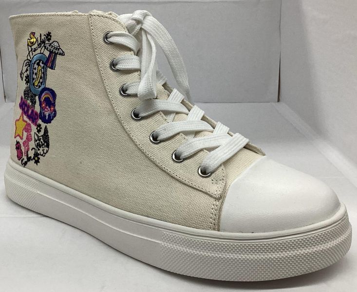 刺繡高筒帆布鞋 