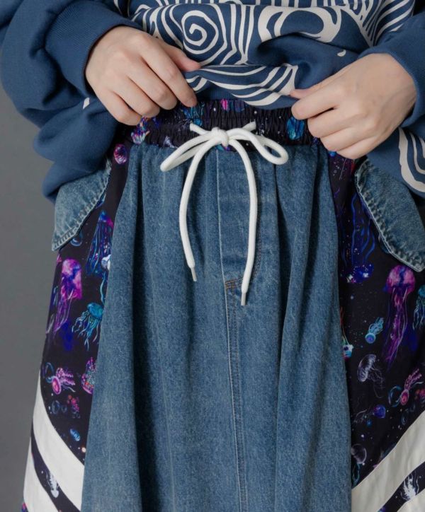 運動風星空牛仔A字裙 