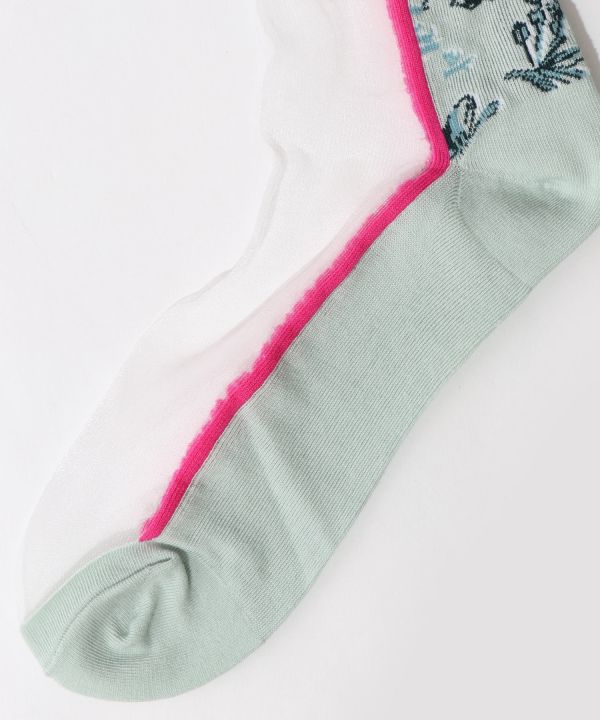 花透紗撞色襪 