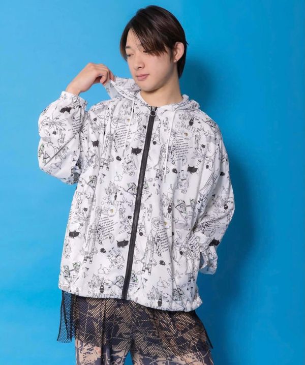 外空宇宙塗鴉連帽外套 