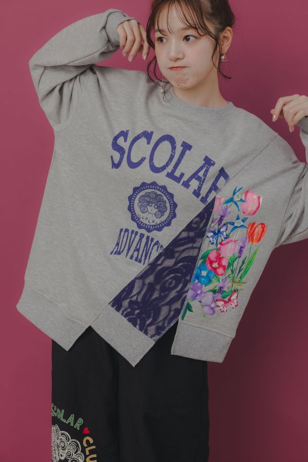 花朵蕾絲拼接造型上衣 