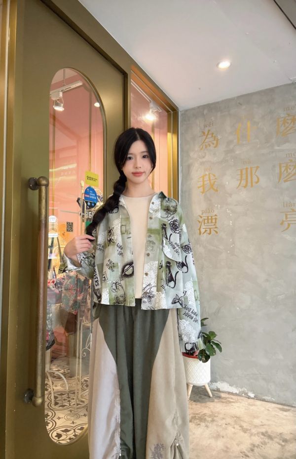 法式暈染短版襯衫 