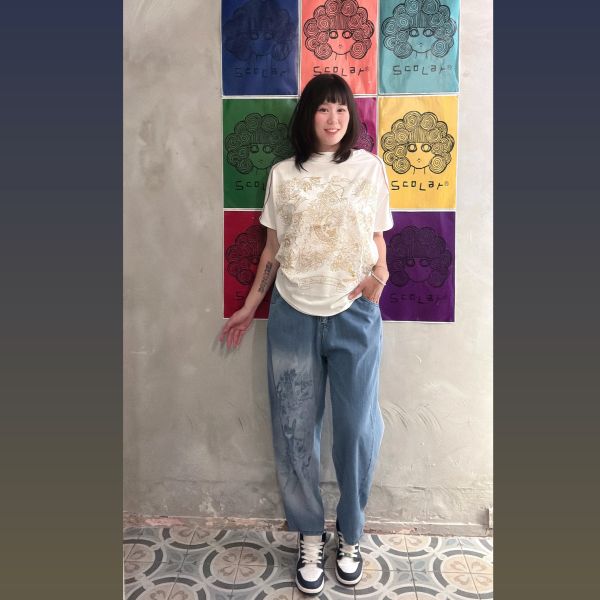 燙金微開肩上衣 