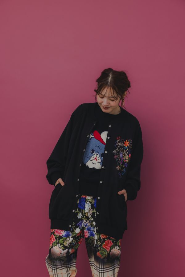 彩色娃頭排扣中長版外套 