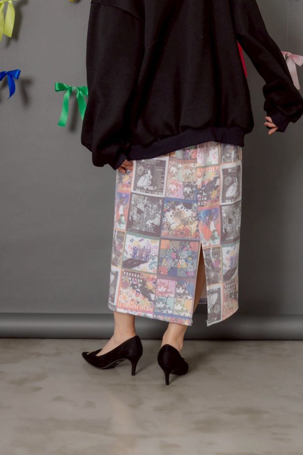 滿版娃頭都是直筒裙 