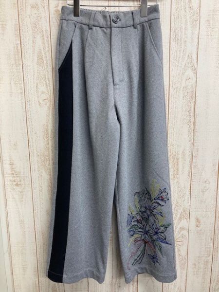 百合刺繡西裝褲 