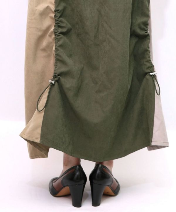 三色抽繩造型裙 