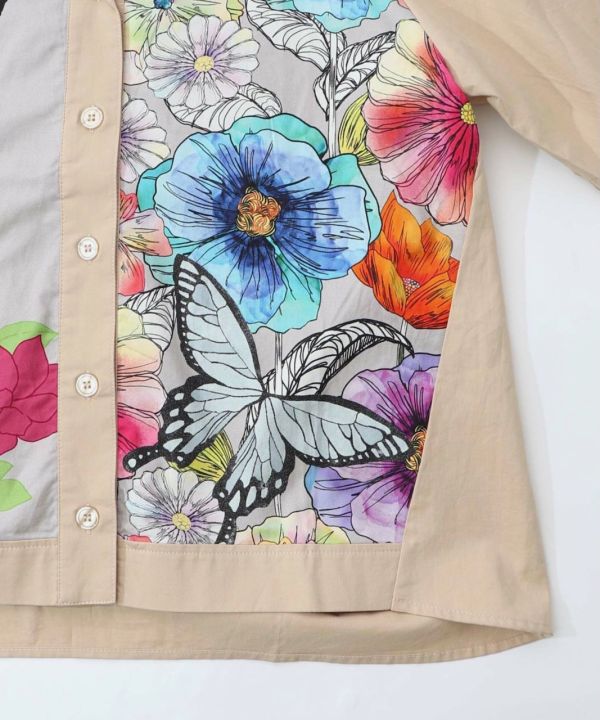 剪影貓咪花朵襯衫 