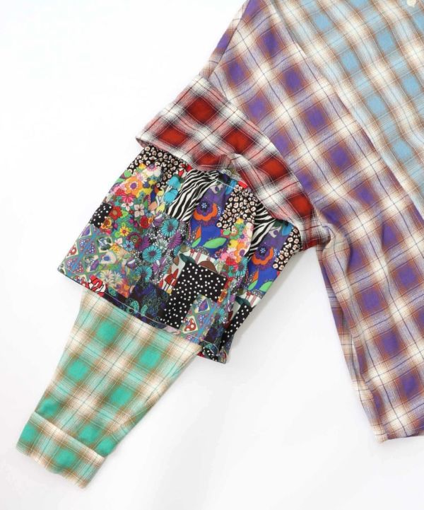 再生產-1月收到貨～格子拼接造型襯衫 