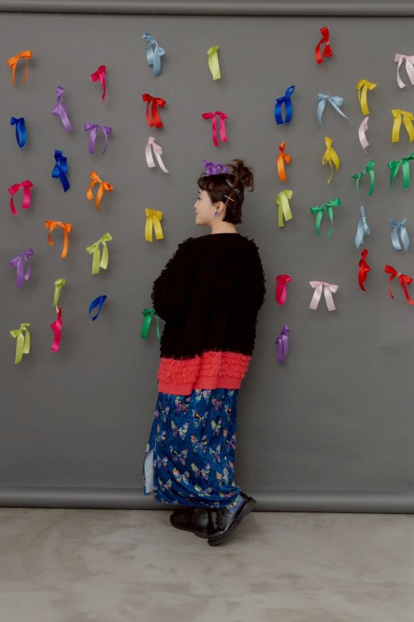 毛圈針織小花釦外罩 