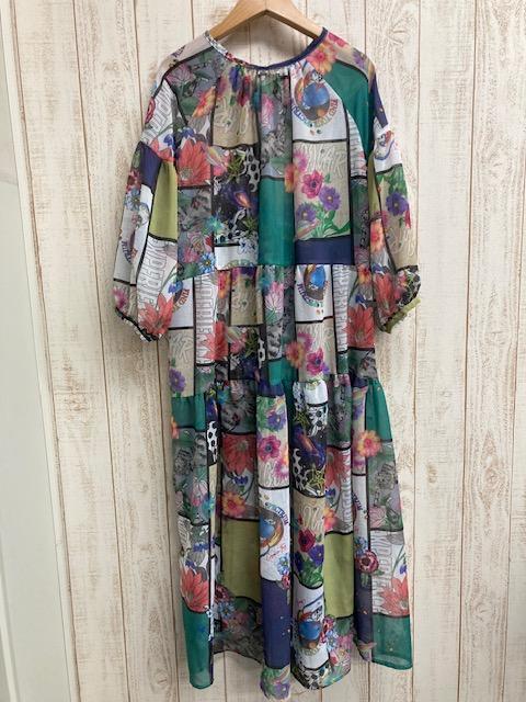 格子宇宙V領長版洋裝 