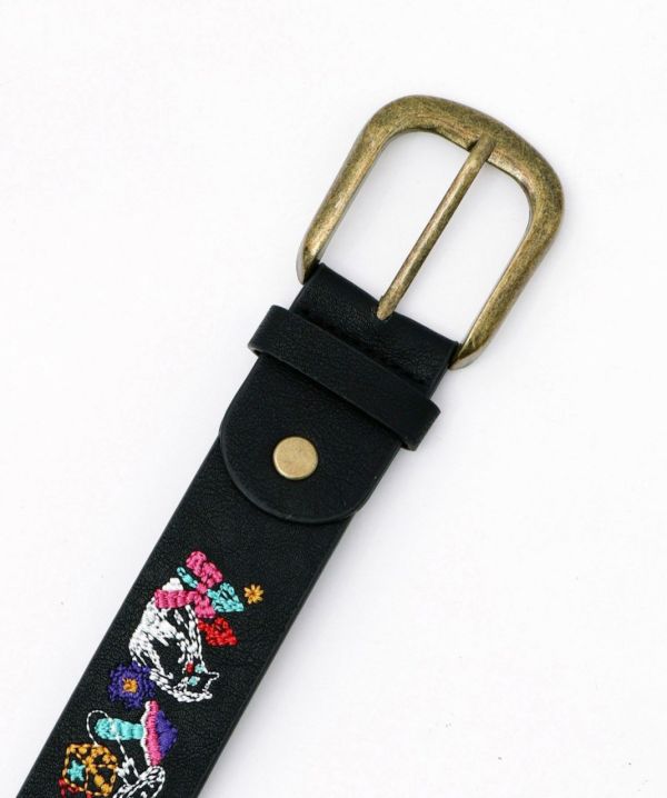 Scolar刺繡皮革腰帶 