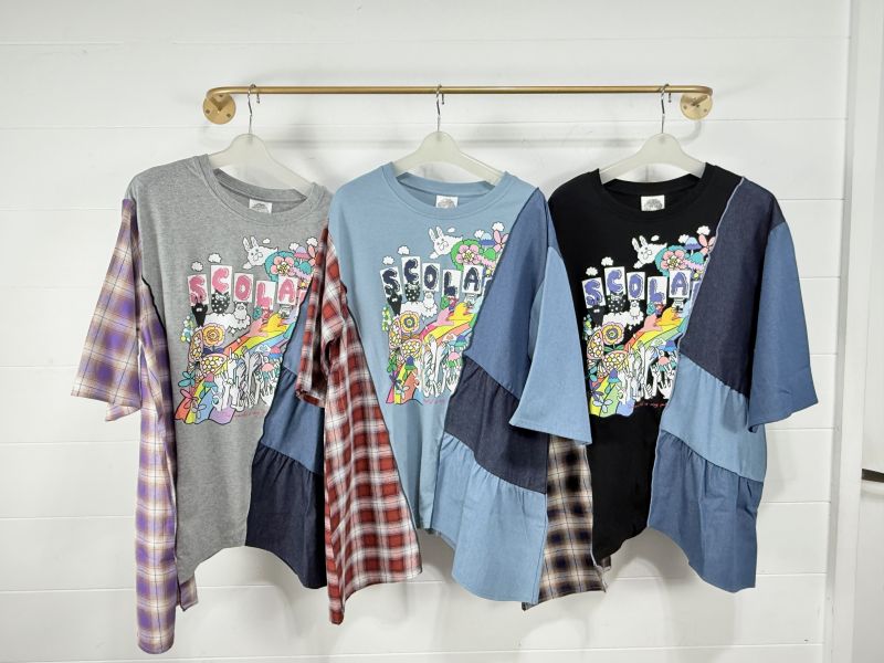 純棉-彩虹拼接異材上衣 