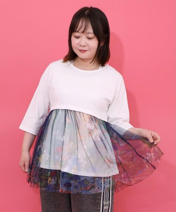 彩虹宇宙拼紗造型上衣(七分袖) 