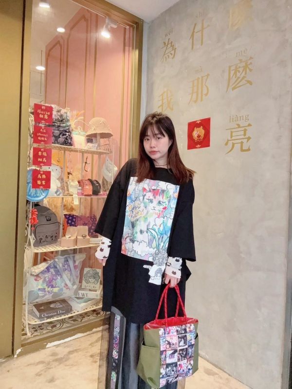 貓咪假兩件裝長版上衣 