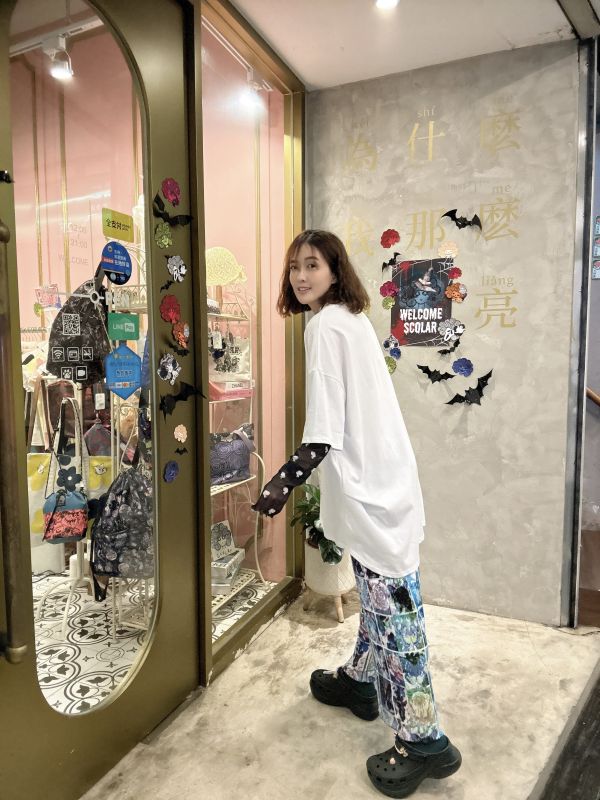 假兩件拼袖兔兔上衣 