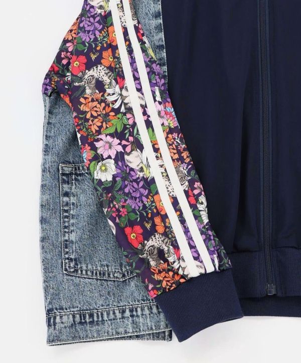暹羅貓花朵運動牛仔拼接外套 