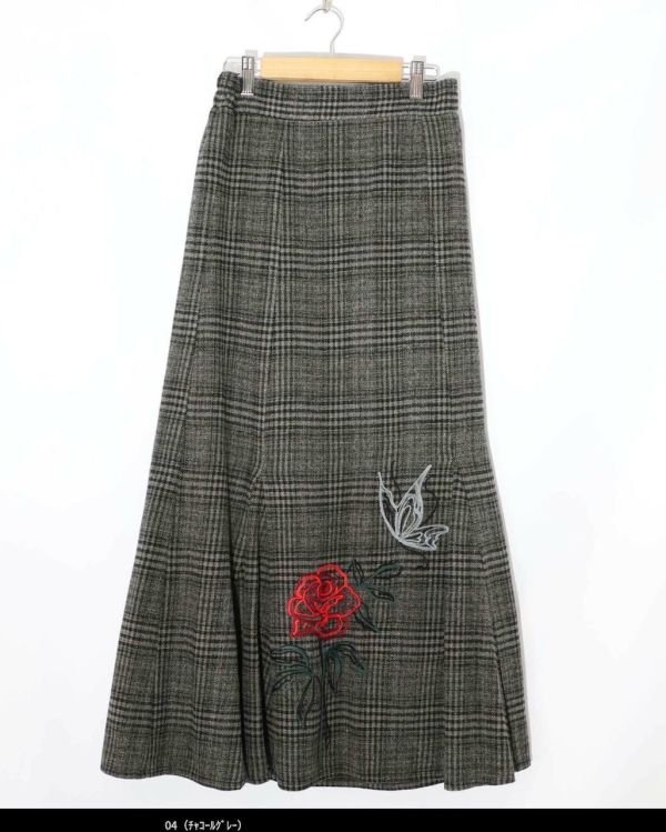 格紋玫瑰魚尾裙 