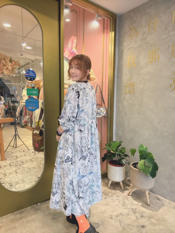 星座暈染口袋襯衫洋裝 