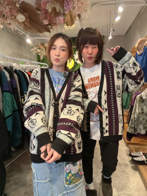 圖膳大頭角色針織外套 