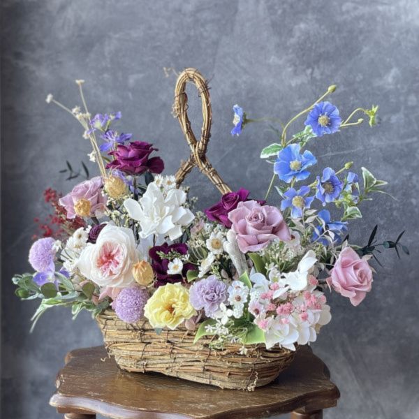 母親節特惠_Natural Design_永生花籃 祝賀花籃, 節慶永生花籃,   festival flower, table flower, basket flower, 不凋花, 乾燥花, 索拉花, 仿真花, 永生花