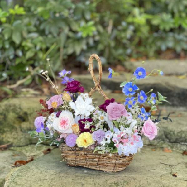 母親節特惠_Natural Design_永生花籃 祝賀花籃, 節慶永生花籃,   festival flower, table flower, basket flower, 不凋花, 乾燥花, 索拉花, 仿真花, 永生花