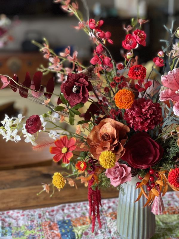 陶器永生桌花 新年桌花,  不凋花, 乾燥花, 索拉花, 仿真花, 永生花,永生花課程,新年花禮, chinesenewyeargift, 過年居家布置, 過年花禮, 乾燥花, 擬真花, 日本大地農園, 玄關花, 茶几花