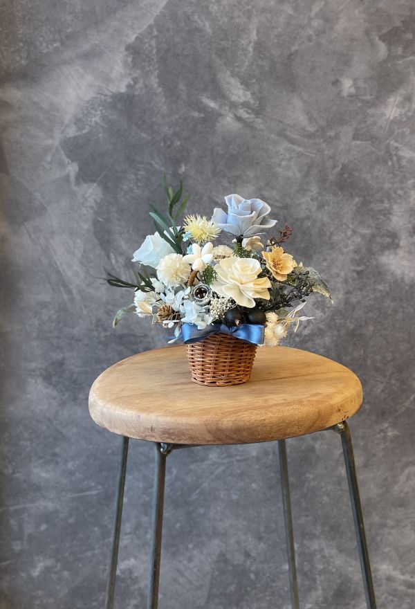 不凋小花籃 節慶永生花籃,   festival flower, table flower, basket flower, 不凋花, 乾燥花, 索拉花, 仿真花, 永生花
