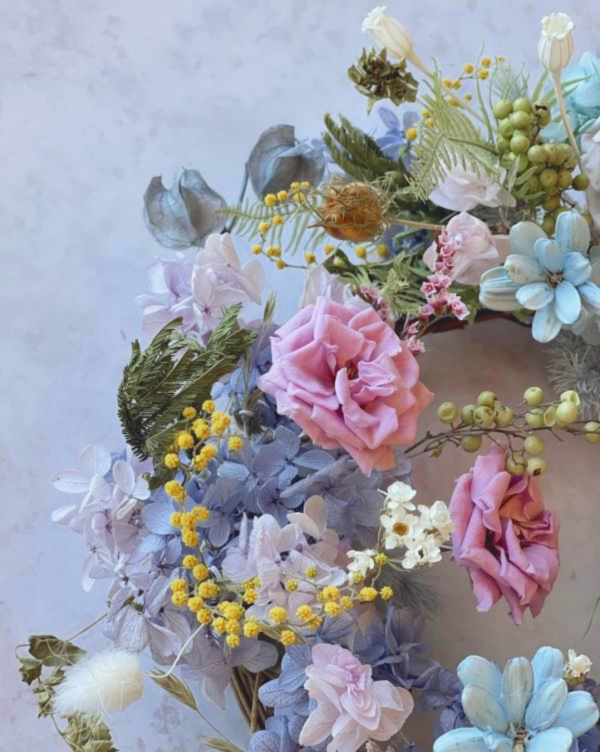 乾燥永生花圈 乾燥永生花圈,  不凋花, 乾燥花, 索拉花, 仿真花, 永生花