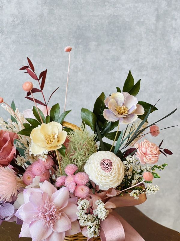 不凋小花籃 節慶永生花籃,   festival flower, table flower, basket flower, 不凋花, 乾燥花, 索拉花, 仿真花, 永生花